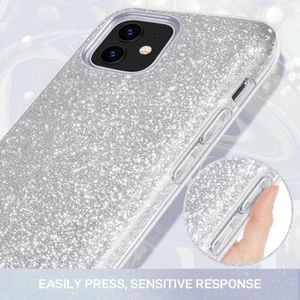 iPhone 12 Mini - Glitter Back Cover - Zilver