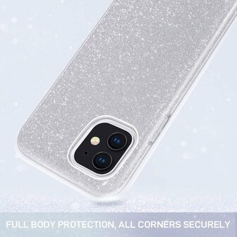 iPhone 12 Mini - Glitter Back Cover - Zilver