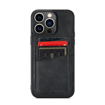 iPhone 14 Pro Max - Back Cover met Kaarthouder - Charcoal Gray