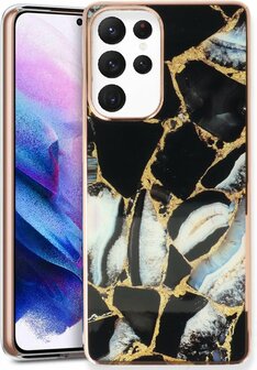 Samsung S24 Ultra - Marmer Back Cover - Zwart