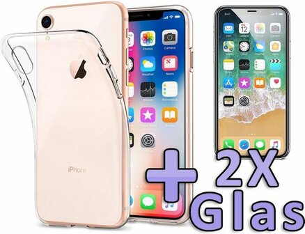 iPhone XR - Back Cover &amp;amp; 2X Glas - Transparant