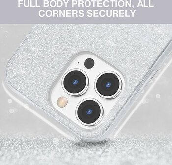 iPhone 14 Pro - Glitter Back Cover - Zilver