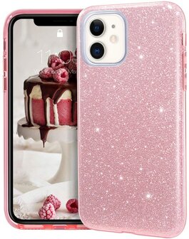 iPhone 11 - Glitter Back Cover - Roze
