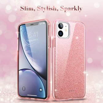 iPhone 11 - Glitter Back Cover - Roze