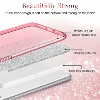 iPhone 11 - Glitter Back Cover - Roze
