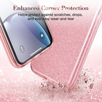 iPhone 11 - Glitter Back Cover - Roze
