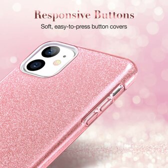 iPhone 11 - Glitter Back Cover - Roze