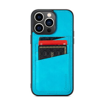 iPhone 14 Pro Max - Back Cover met Kaarthouder - Azure Blue