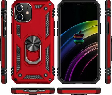 iPhone 12 Mini Rood - Armor met Kickstand Ring
