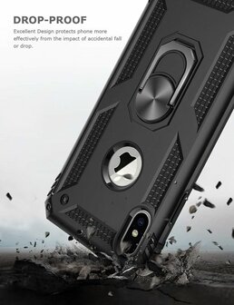 iPhone XS Max - Armor met Kickstand Ring - Zwart