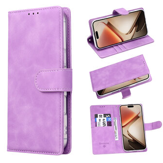 iPhone 16e - Suide Book Case - Paars