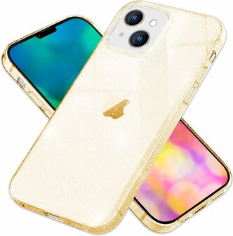 iPhone 15 - Glitter Back Cover - Goud