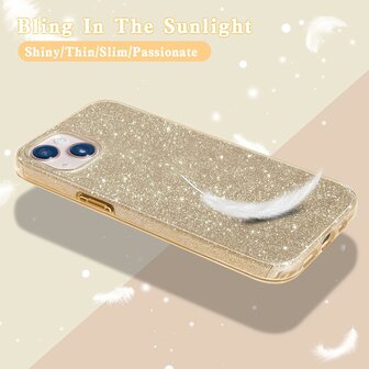 iPhone 15 - Glitter Back Cover - Goud