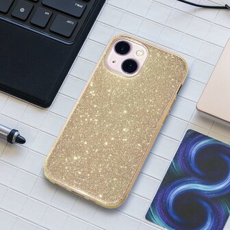 iPhone 15 - Glitter Back Cover - Goud
