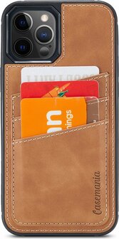 iPhone 13 Pro Max - Back Cover met Kaarthouder - Sienna Brown