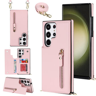 Samsung S24 Ultra Roze - Back Cover met Koord