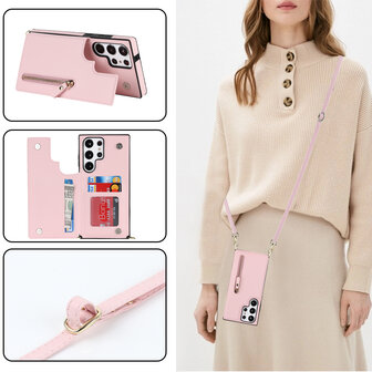 Samsung S24 Ultra Roze - Back Cover met Koord