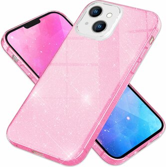 iPhone 15 Plus - Glitter Back Cover - Roze