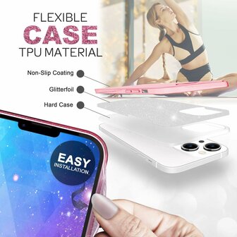 iPhone 15 Plus - Glitter Back Cover - Roze