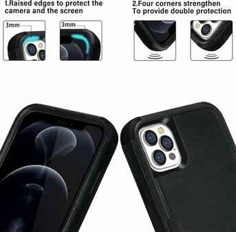 iPhone 12 Pro Max Zwart - Heavy Duty Armor