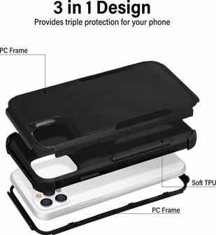 iPhone 12 Pro Max Zwart - Heavy Duty Armor