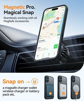 iPhone 16 - Matte MagSafe Armor Back Cover - Zwart