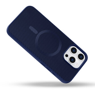 iPhone 14 Pro - Blauw - Carbon MagSafe Back Cover