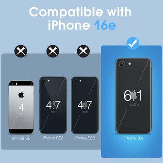 iPhone 16e - Zwart - TPU Back Cover &amp;amp; 2x Glas