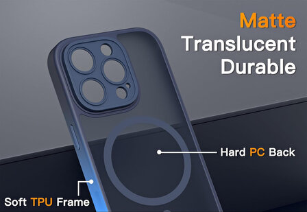iPhone 16 Pro Max - Matte MagSafe Armor Back Cover - Donker Blauw