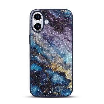 iPhone 16 - Diamant Marmer Glitter - Blauw