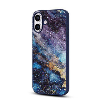 iPhone 16 - Diamant Marmer Glitter - Blauw