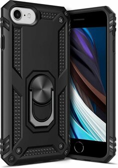 iPhone SE (2022 / 2020) - 6(s)/7/8 - Armor met Kickstand Ring - Zwart