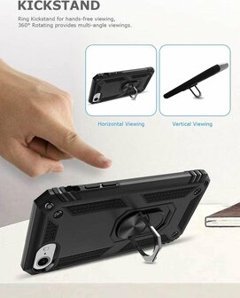 iPhone SE (2022 / 2020) - 6(s)/7/8 - Armor met Kickstand Ring - Zwart