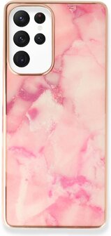 Samsung S24 Ultra - Marmer Back Cover - Roze