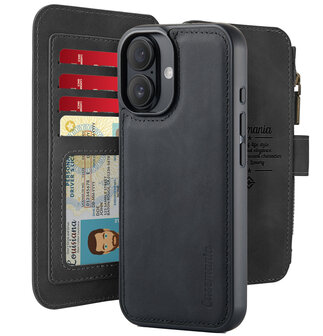 iPhone 16 Plus - Charcoal Gray - 2 in 1 Rits Book Case