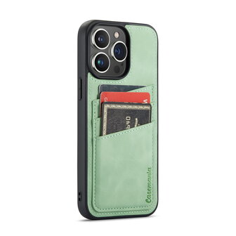 iPhone 14 Pro Max - Back Cover met Kaarthouder - Pistache Green
