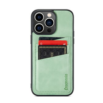 iPhone 14 Pro Max - Back Cover met Kaarthouder - Pistache Green