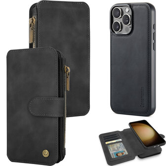 iPhone 16 Pro - Charcoal Gray - 2 in 1 Rits Book Case