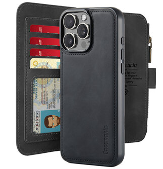 iPhone 16 Pro - Charcoal Gray - 2 in 1 Rits Book Case
