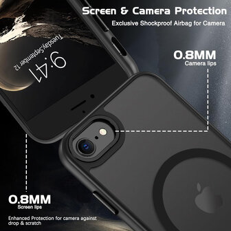 iPhone SE 2022 - Zwart - MagSafe Matte Armor met Cam Bescherming