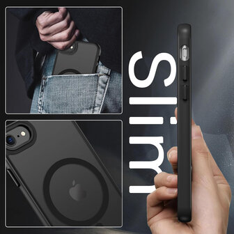 iPhone SE 2022 - Zwart - MagSafe Matte Armor met Cam Bescherming
