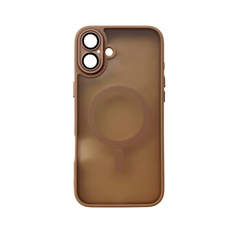 iPhone 16 Plus - Bruin - Matte Armor met Cam Bescherming - Geschikt voor MagSafe