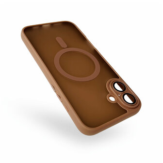 iPhone 16 Plus - Bruin - Matte Armor met Cam Bescherming - Geschikt voor MagSafe
