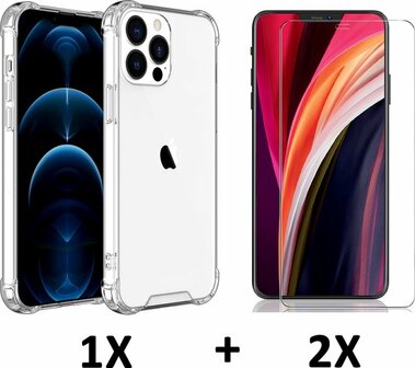 iPhone 14 Pro Max - Anti Shock &amp;amp; 2x Glas - Transparant