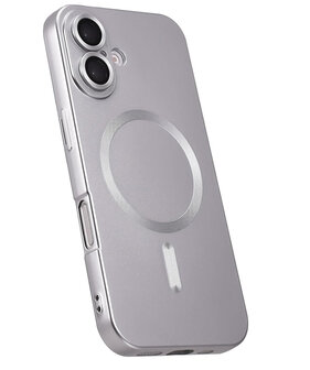 iPhone 16 - Zilver - Matte Siliconen MagSafe Back Cover
