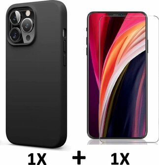 iPhone 13 Pro Max - Back Cover &amp;amp; Glas - Zwart