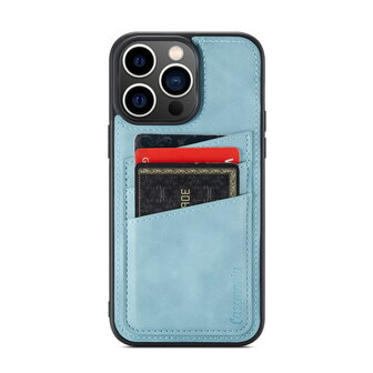 iPhone 14 Pro Max - Back Cover met Kaarthouder - Aqua Blue