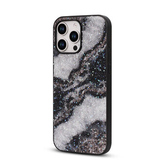 iPhone 16 Pro - Diamant Marmer Glitter - Zwart