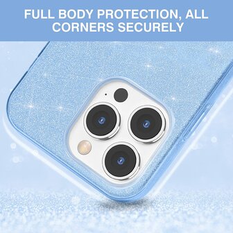 iPhone 14 Pro Max - Glitter Back Cover - Blauw