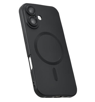 iPhone 16 - Zwart - Matte Siliconen MagSafe Back Cover